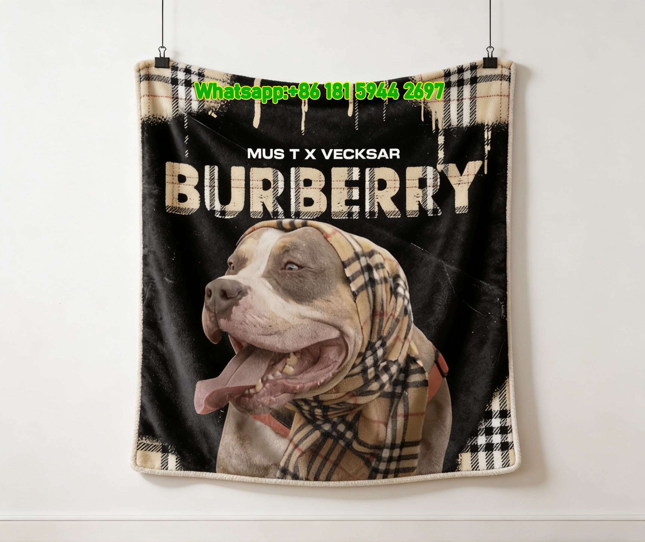 Burberry Dog Print Flannel Fleece Sofa Throw Blanket B256